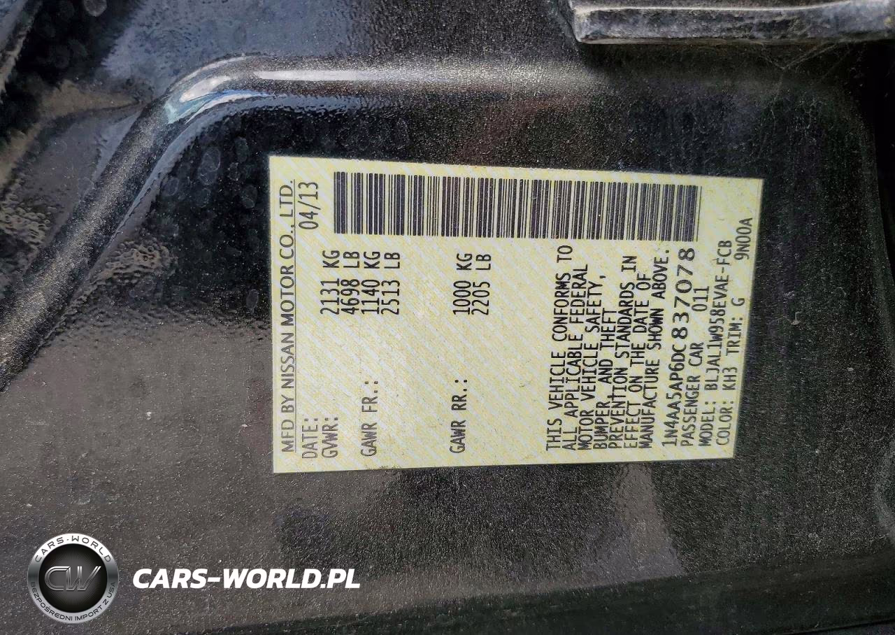 2013 Nissan Maxima 3.5 S VIN:1N4AA5AP6DC837078 - 13