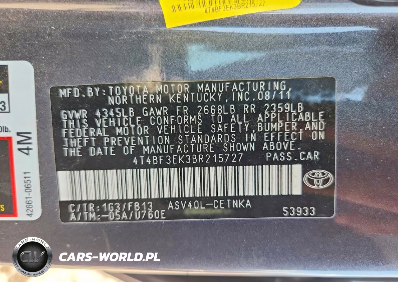 2011 Toyota Camry Le VIN:4T4BF3EK3BR215727 - 12
