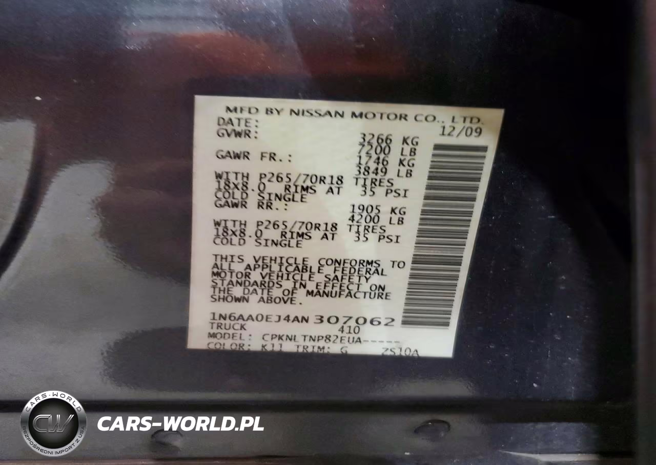 2010 Nissan Titan Xe VIN:1N6AA0EJ4AN307062 - 12