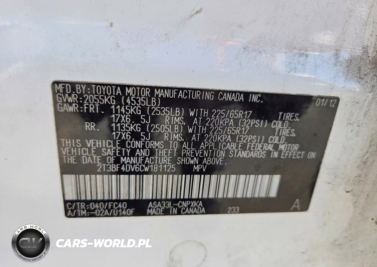 2012 Toyota Rav4 Base VIN:2T3BF4DV6CW181125 - 13
