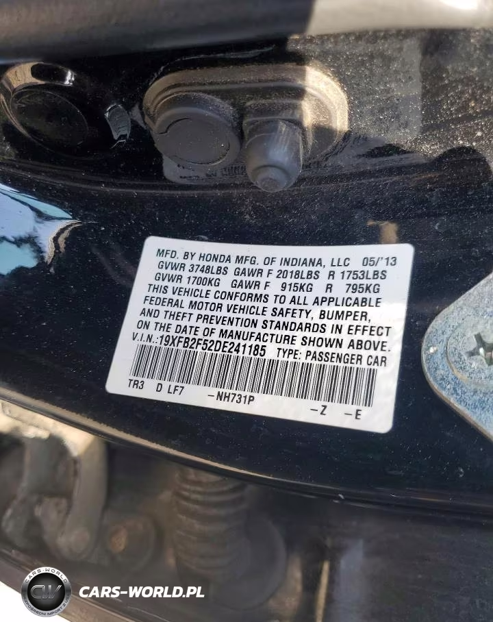 2013 Honda Civic Lx VIN:19XFB2F52DE241185 - 12