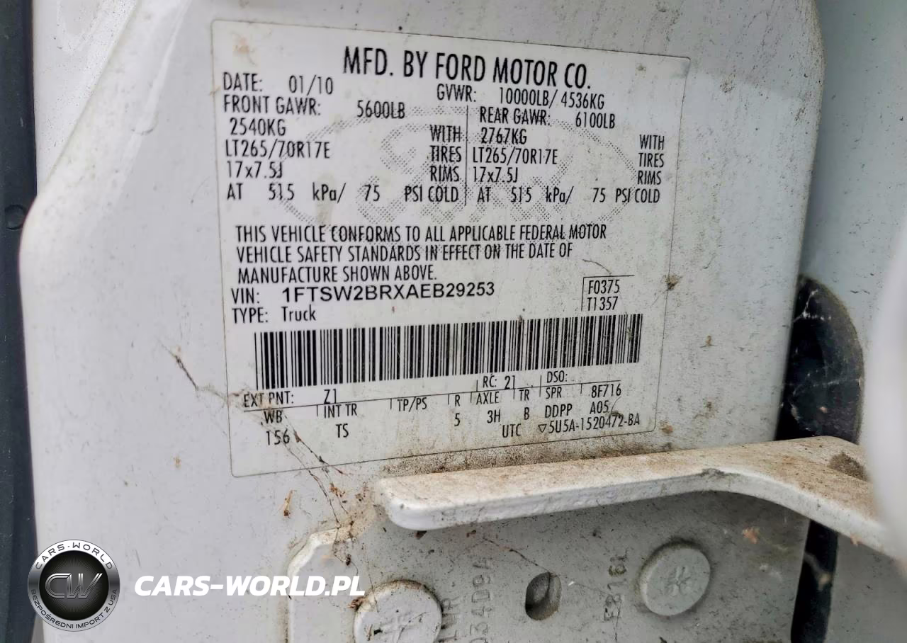 2010 Ford F250 Super Duty VIN:1FTSW2BRXAEB29253 - 12