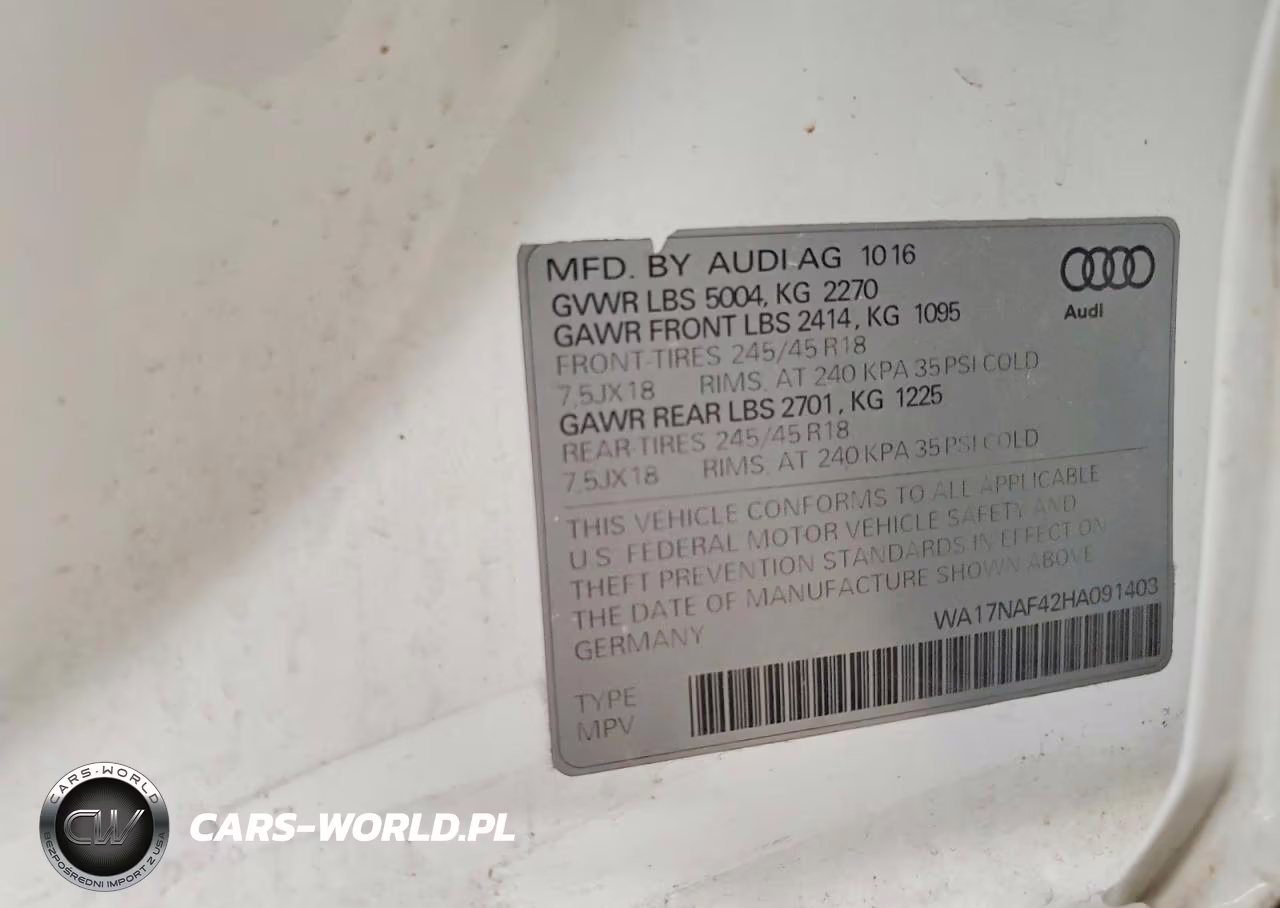 2017 Audi A4 Allroad Premium VIN:WA17NAF42HA091403 - 14