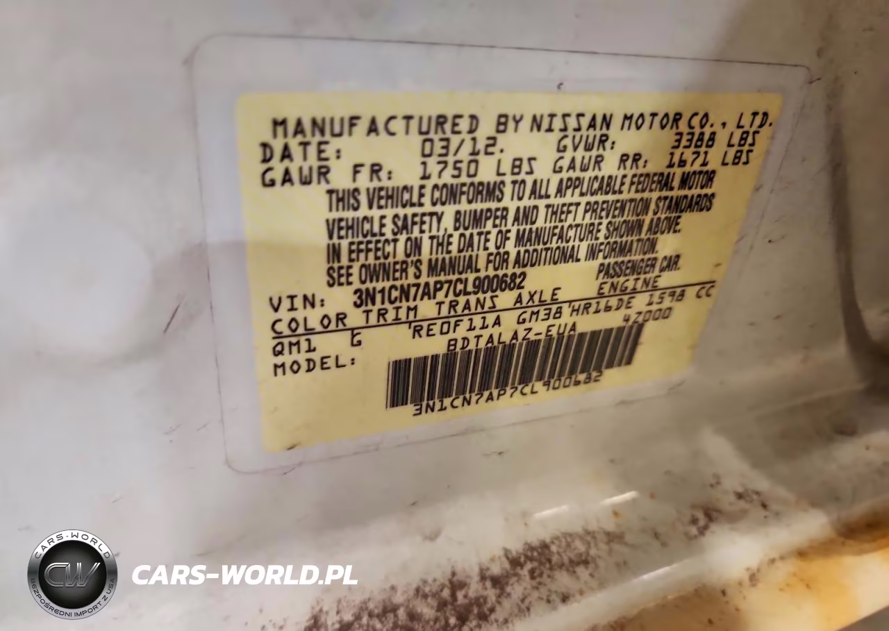 2012 Nissan Versa 1.6 S VIN:3N1CN7AP7CL900682 - 12