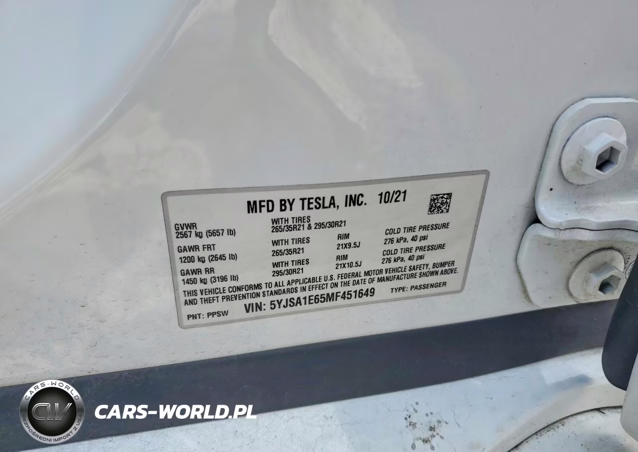 2021 Tesla Model S VIN:5YJSA1E65MF451649 - 13