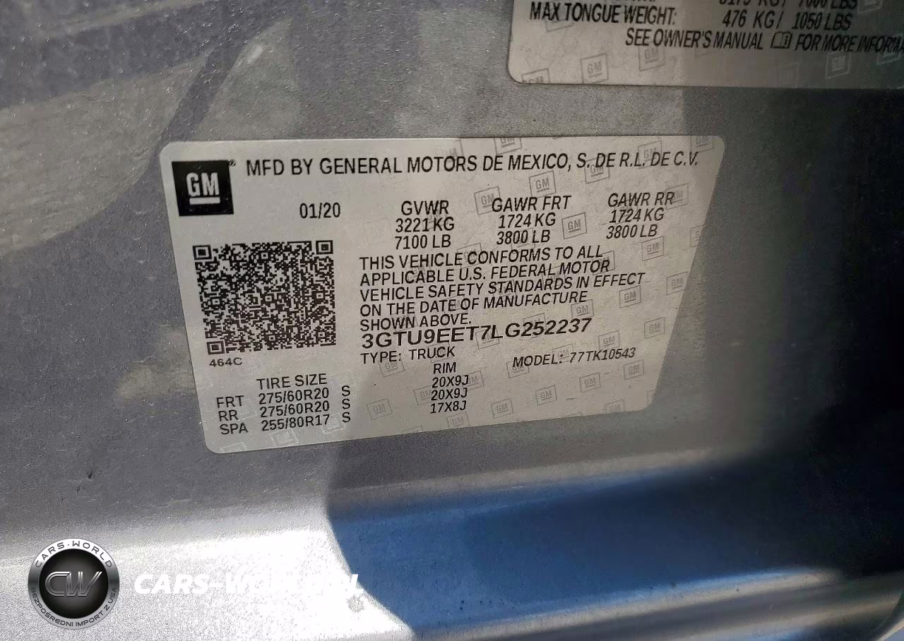 2020 GMC Sierra K1500 At4 VIN:3GTU9EET7LG252237 - 12