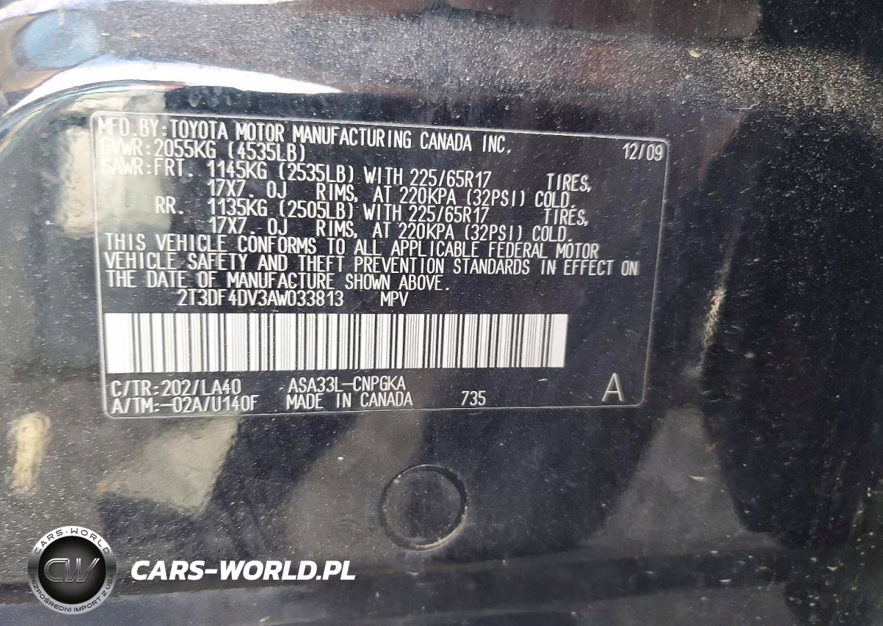2010 Toyota Rav4 Limited VIN:2T3DF4DV3AW033813 - 13