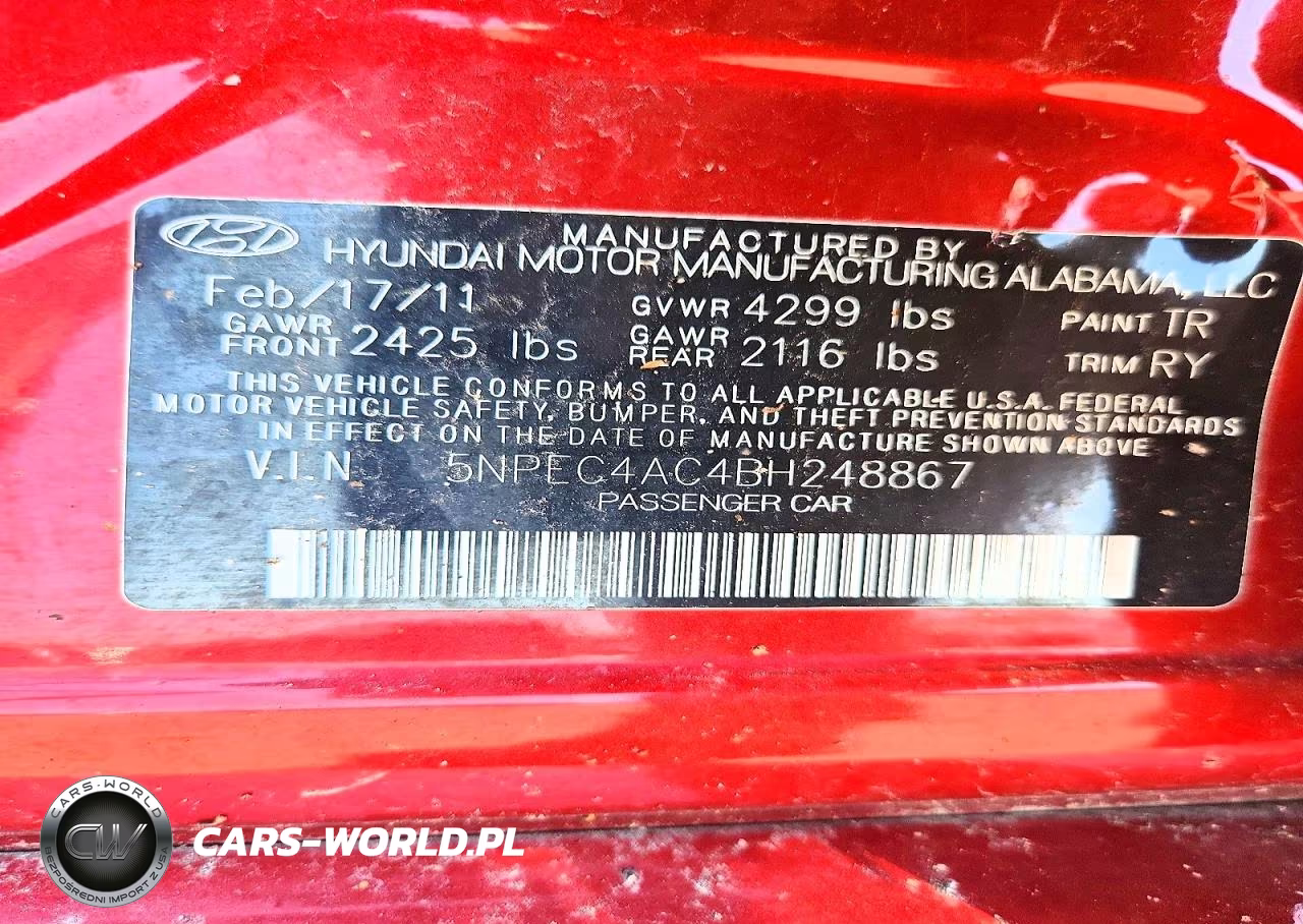 2011 Hyundai Sonata Se VIN:5NPEC4AC4BH248867 - 12