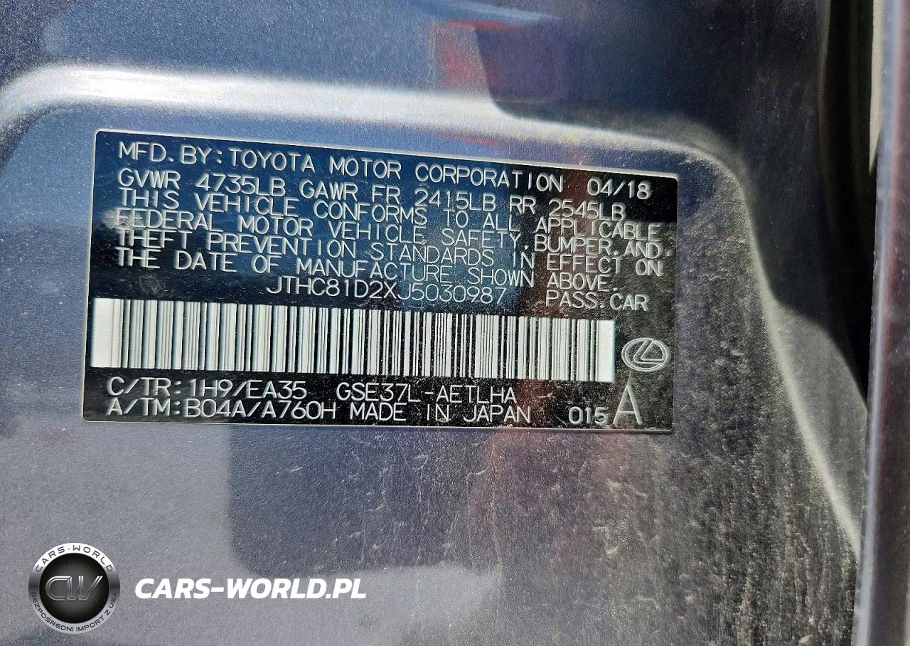 2018 Lexus Is 300 VIN:JTHC81D2XJ5030987 - 12