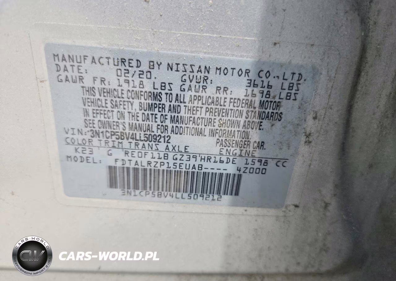 2020 Nissan Kicks S VIN:3N1CP5BV4LL509212 - 12