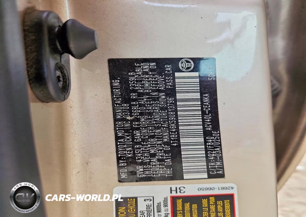 2009 Toyota Camry Base VIN:4T1BE46K59U813796 - 12