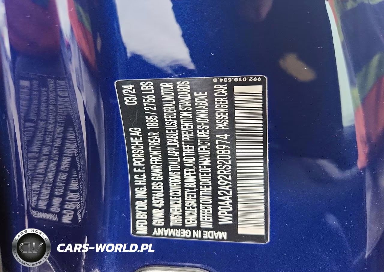2024 Porsche 911 Carrera VIN:WP0AA2A92RS208974 - 13