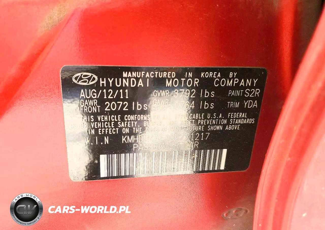 2012 Hyundai Elantra Limited VIN:KMHDH4AE1CU271217 - 12