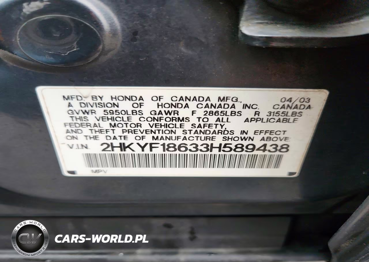 2003 Honda Pilot Exl VIN:2HKYF18633H589438 - 13