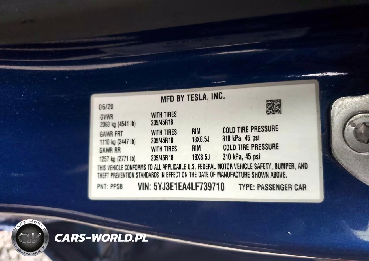 2020 Tesla Model 3 VIN:5YJ3E1EA4LF739710 - 12