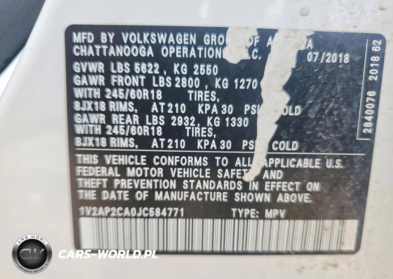 2018 Volkswagen Atlas S VIN:1V2AP2CA0JC584771 - 13