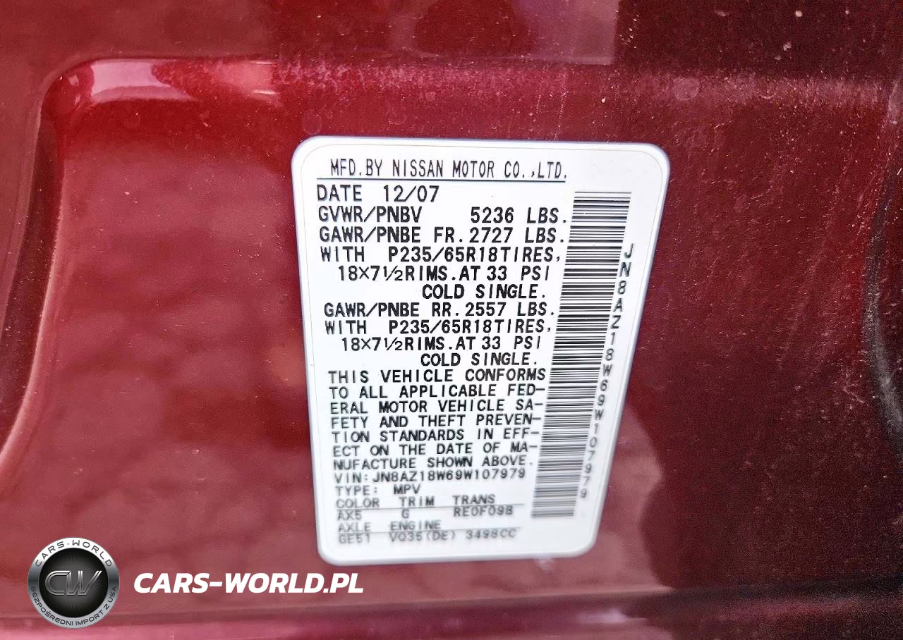 2009 Nissan Murano S-Sl-Le VIN:JN8AZ18W69W107979 - 12