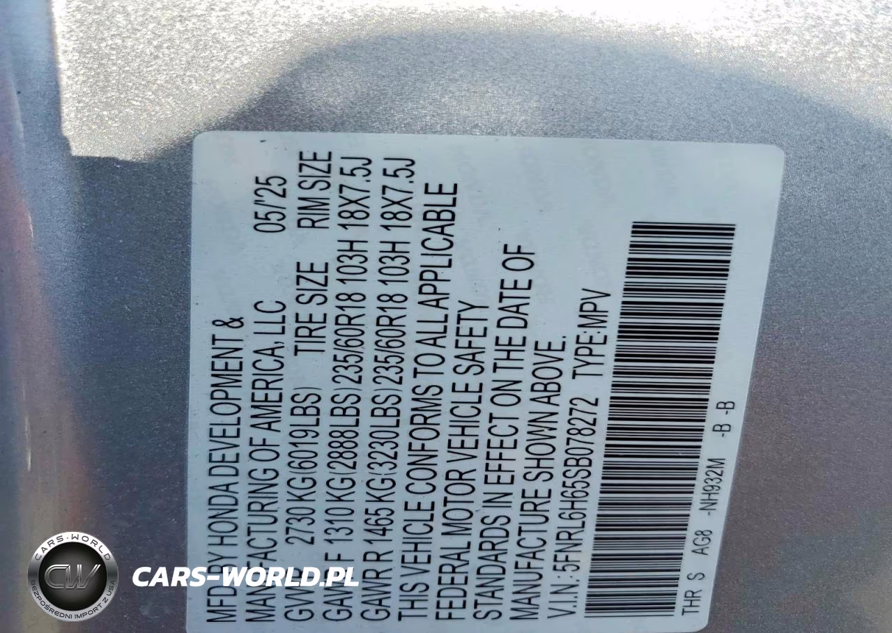2025 Honda Odyssey Exl VIN:5FNRL6H65SB078272 - 14