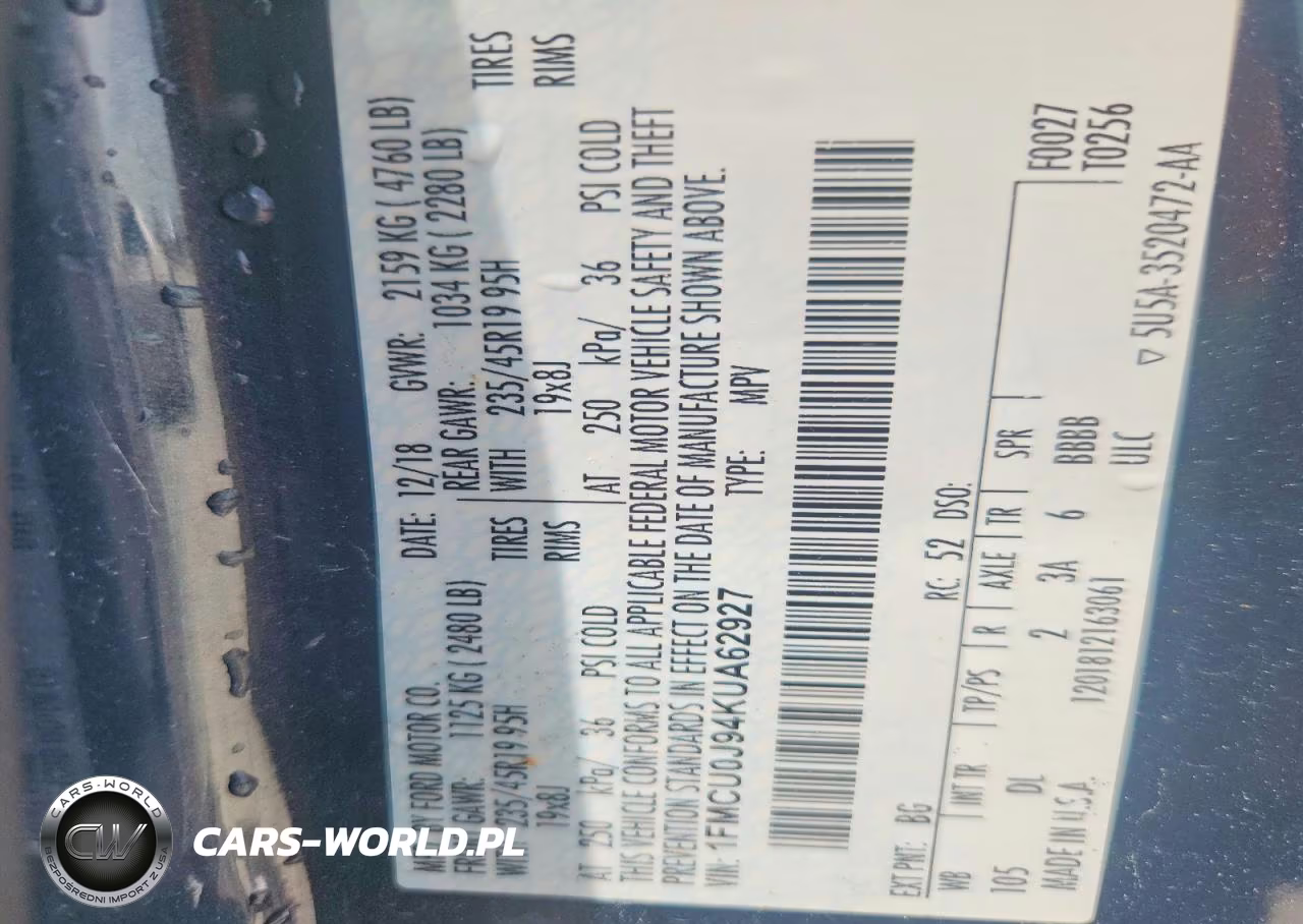 2019 Ford Escape Titanium VIN:1FMCU0J94KUA62927 - 13