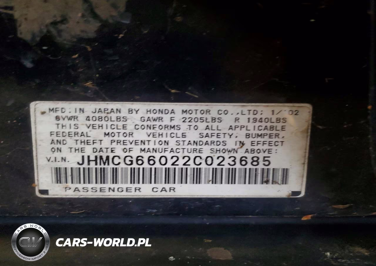 2002 Honda Accord Ex VIN:JHMCG66022C023685 - 12