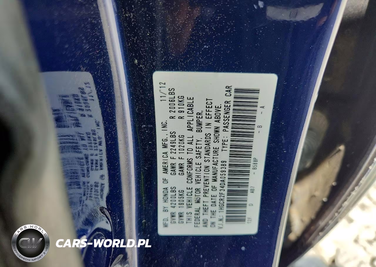 2013 Honda Accord Lx VIN:1HGCR2F34DA059389 - 12