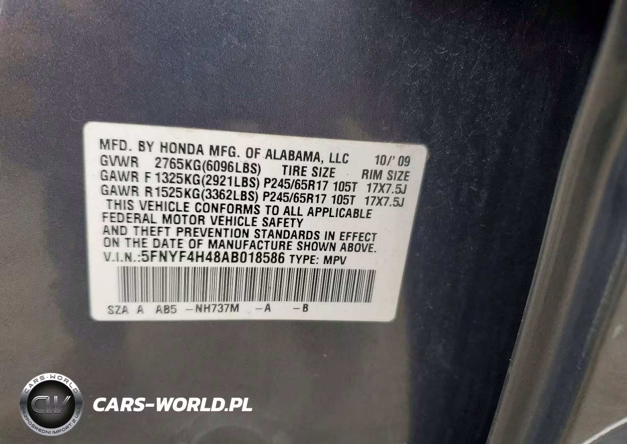 2010 Honda Pilot Ex VIN:5FNYF4H48AB018586 - 13