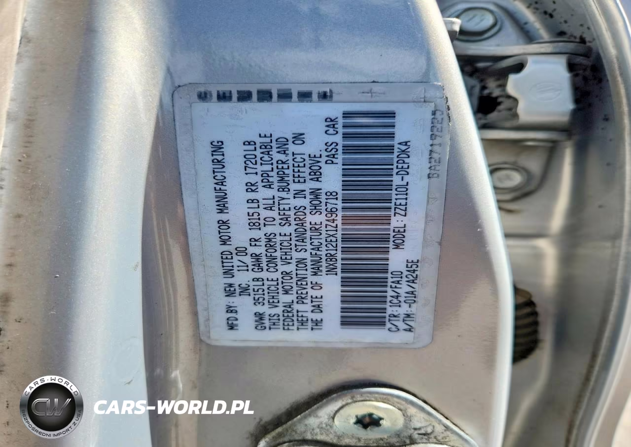 2001 Toyota Corolla Le VIN:1NXBR12EX1Z496718 - 12