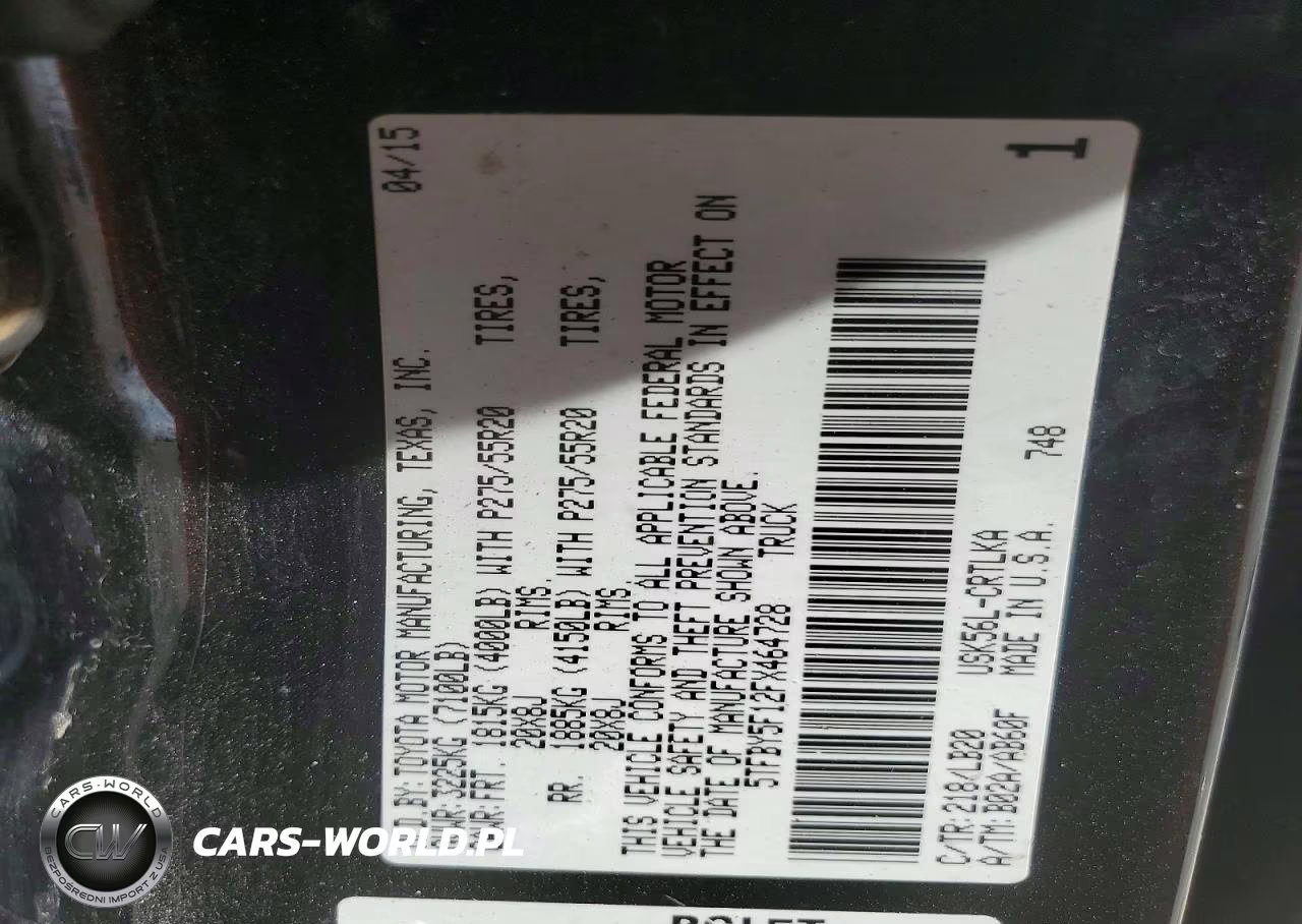 2015 Toyota Tundra Double Cab Limited VIN:5TFBY5F12FX464728 - 12