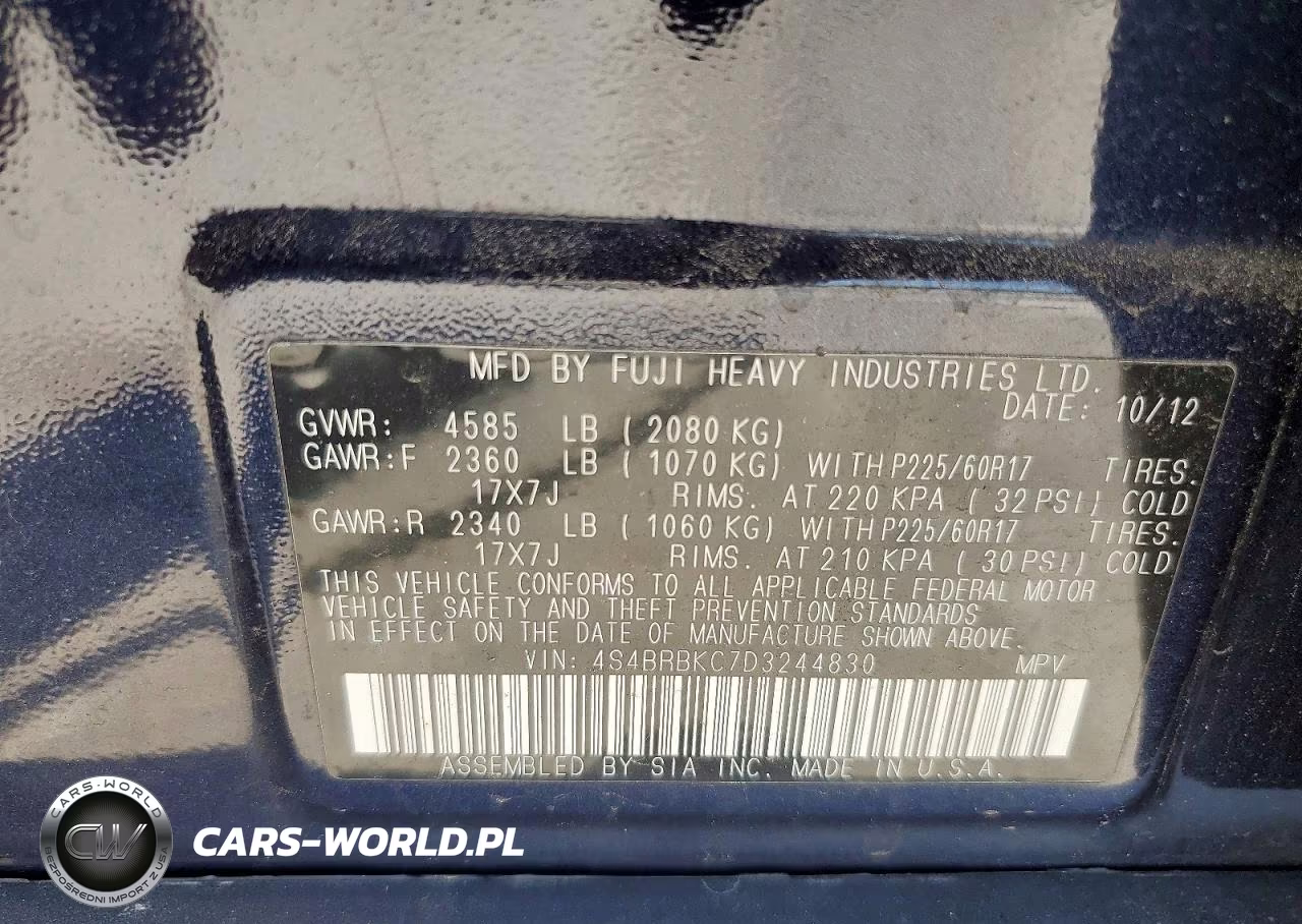 2013 Subaru Outback 2.5I Limited VIN:4S4BRBKC7D3244830 - 13