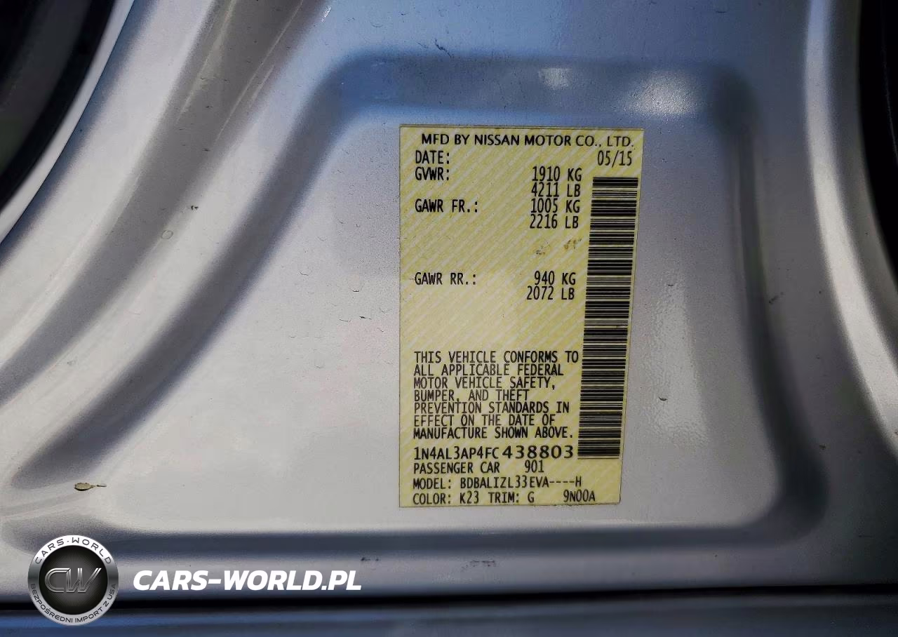 2015 Nissan Altima 2.5 Sv VIN:1N4AL3AP4FC438803 - 12