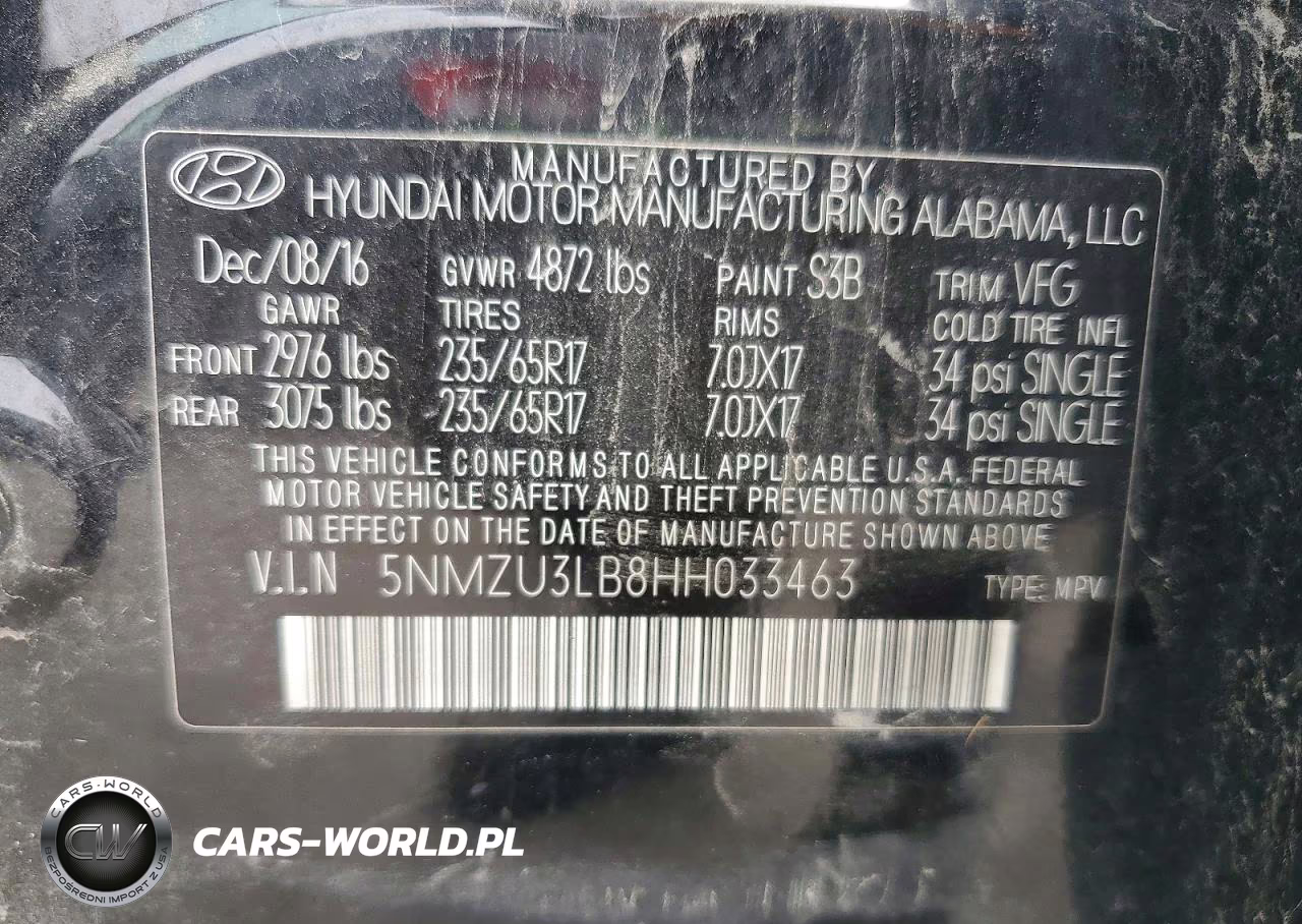 2017 Hyundai Santa Fe Sport 2.4L VIN:5NMZU3LB8HH033463 - 13