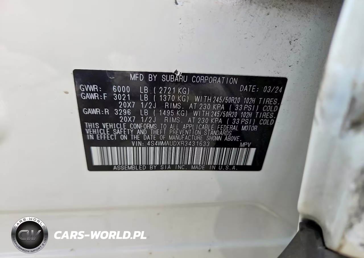 2024 Subaru Ascent VIN:4S4WMAUDXR3431633 - 13