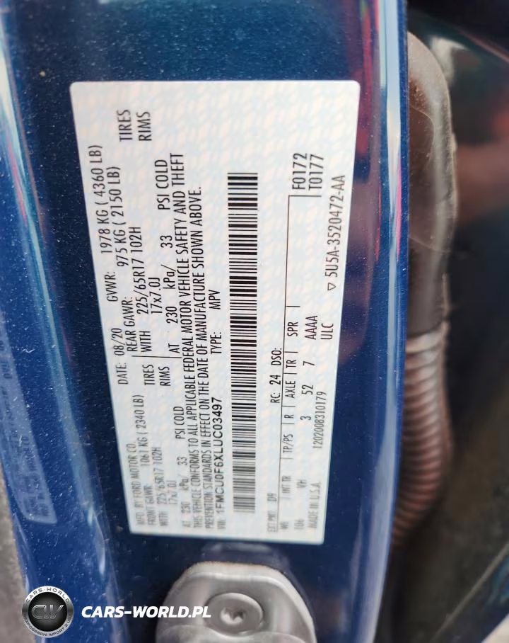 2020 Ford Escape S VIN:1FMCU0F6XLUC03497 - 13