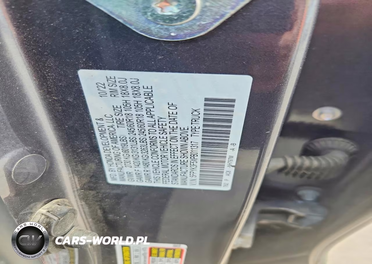 2023 Honda Ridgeline Rtl VIN:5FPYK3F5XPB011317 - 12