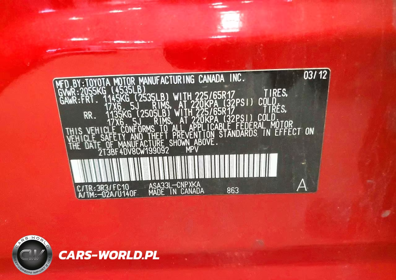 2012 Toyota Rav4 Base VIN:2T3BF4DV8CW199092 - 13