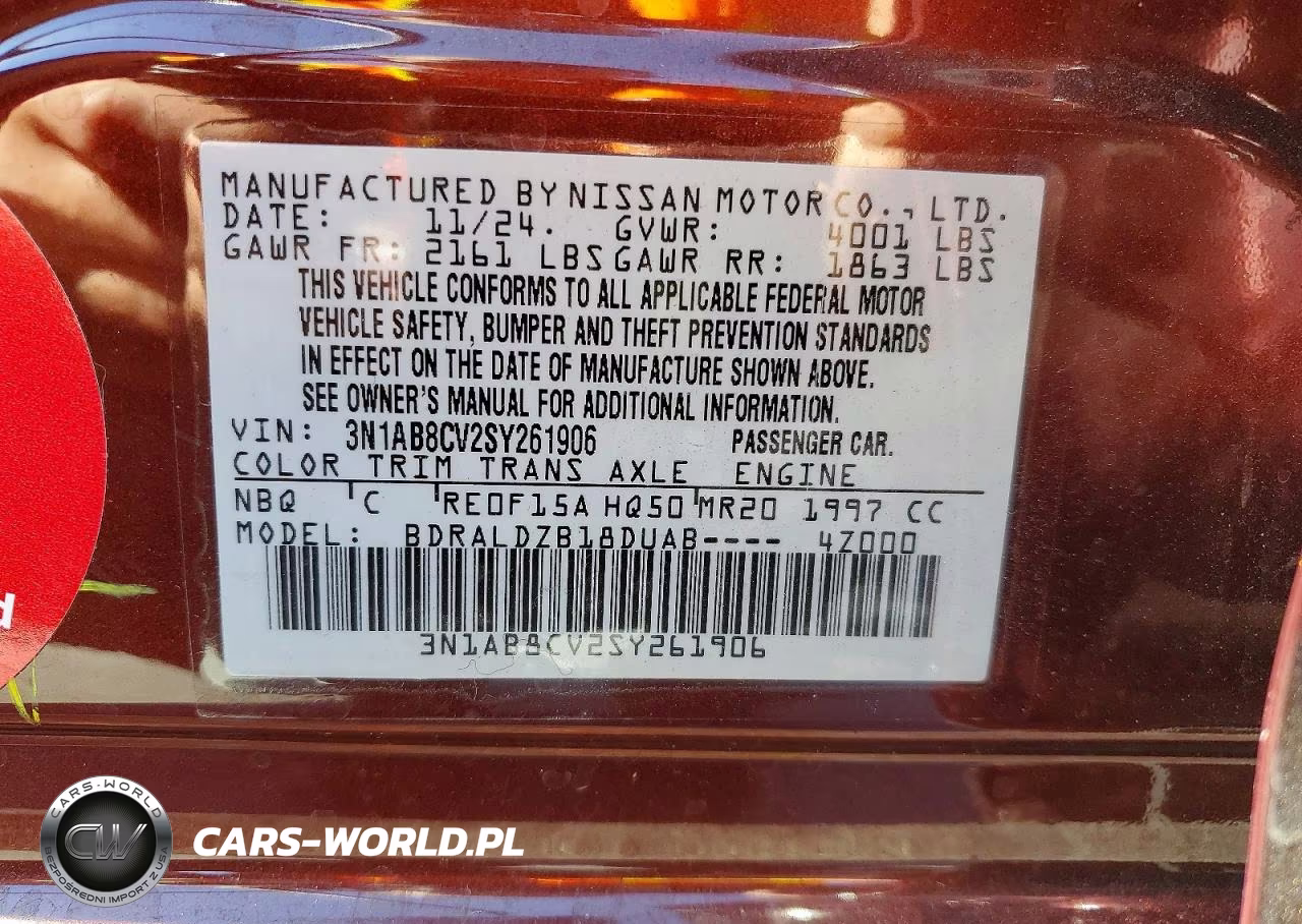 2025 Nissan Sentra Sv VIN:3N1AB8CV2SY261906 - 13