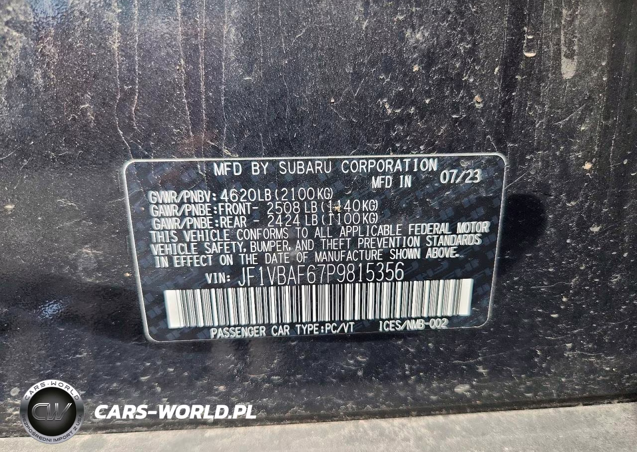 2023 Subaru Wrx Premium VIN:JF1VBAF67P9815356 - 12