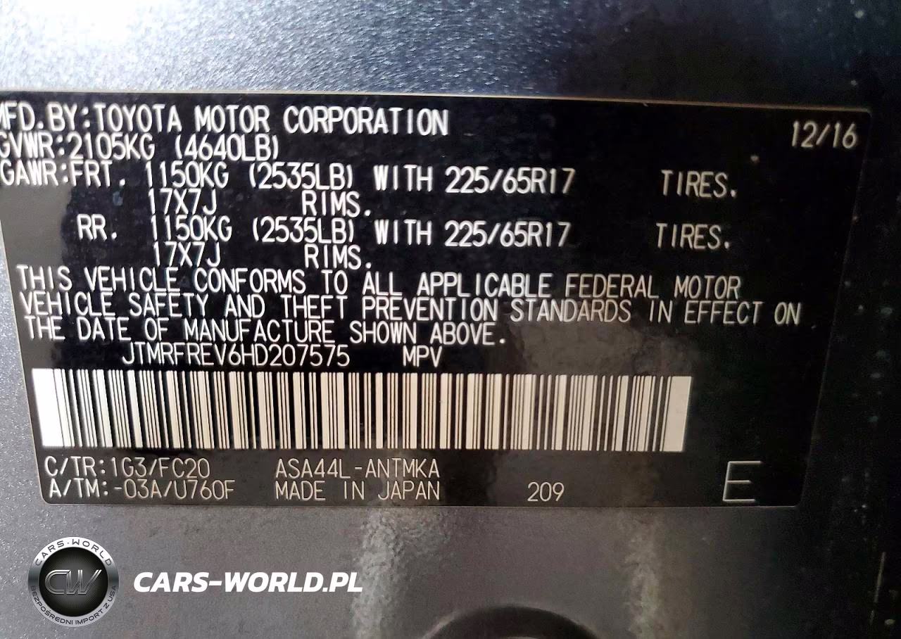 2017 Toyota Rav4 Xle VIN:JTMRFREV6HD207575 - 12