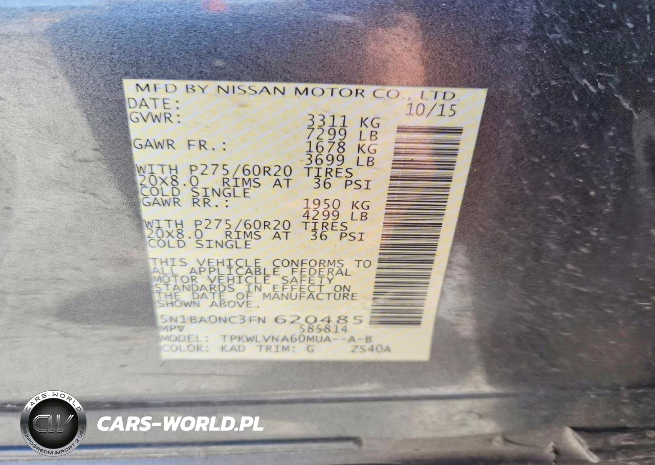 2015 Nissan Armada Sl VIN:5N1BA0NC3FN620485 - 13