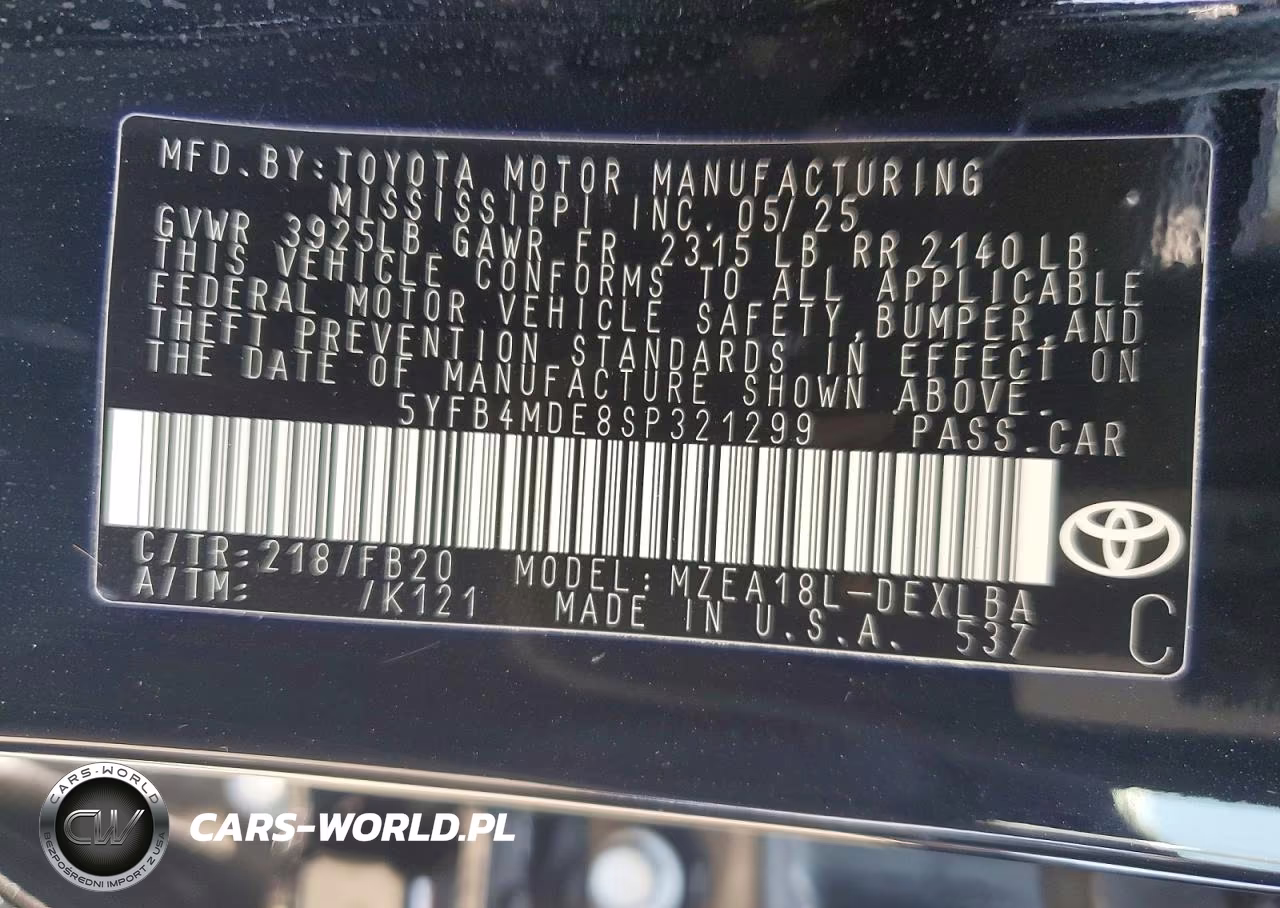2025 Toyota Corolla Le VIN:5YFB4MDE8SP321299 - 13