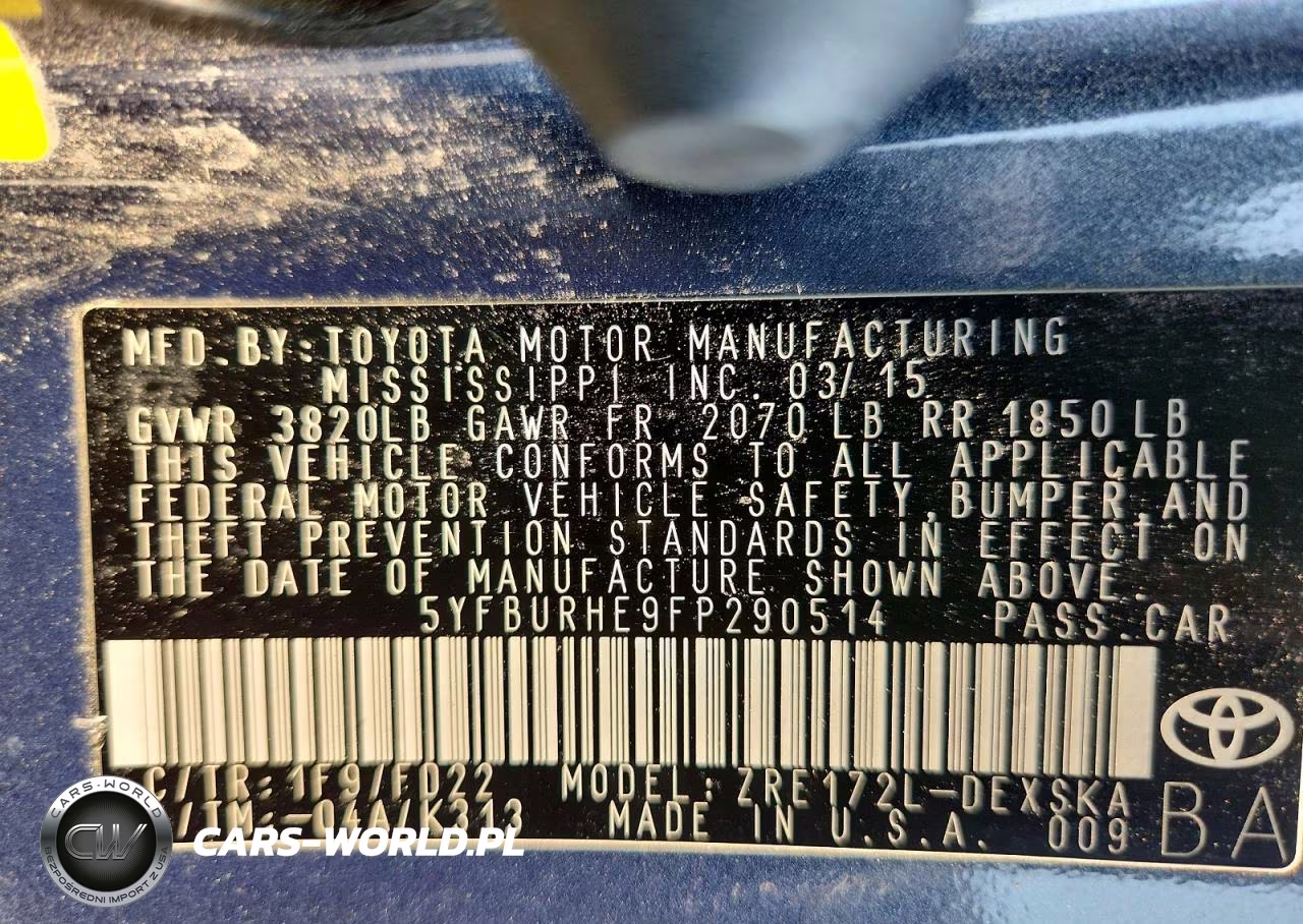 2015 Toyota Corolla S VIN:5YFBURHE9FP290514 - 12