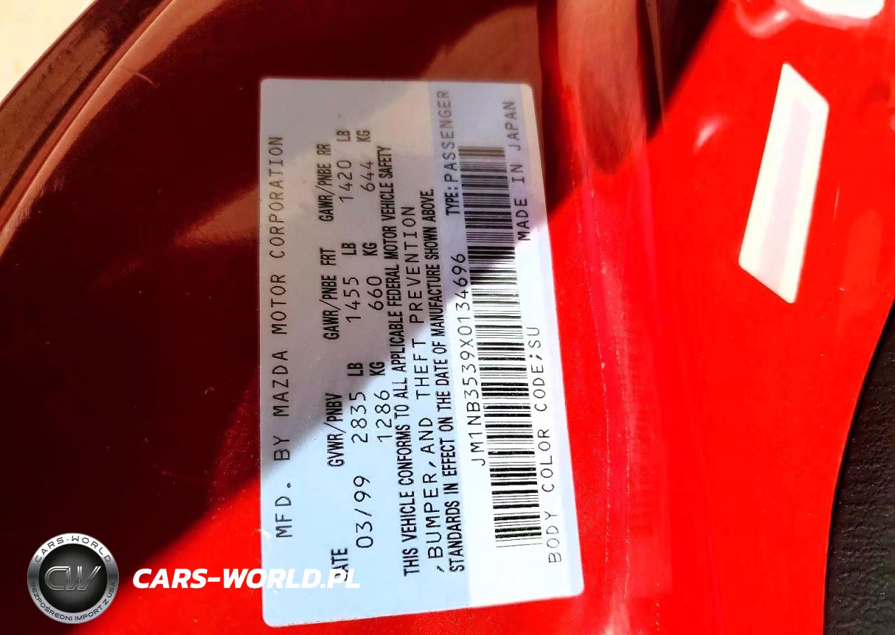 1999 Mazda Mx-5 Miata VIN:JM1NB3539X0134696 - 12