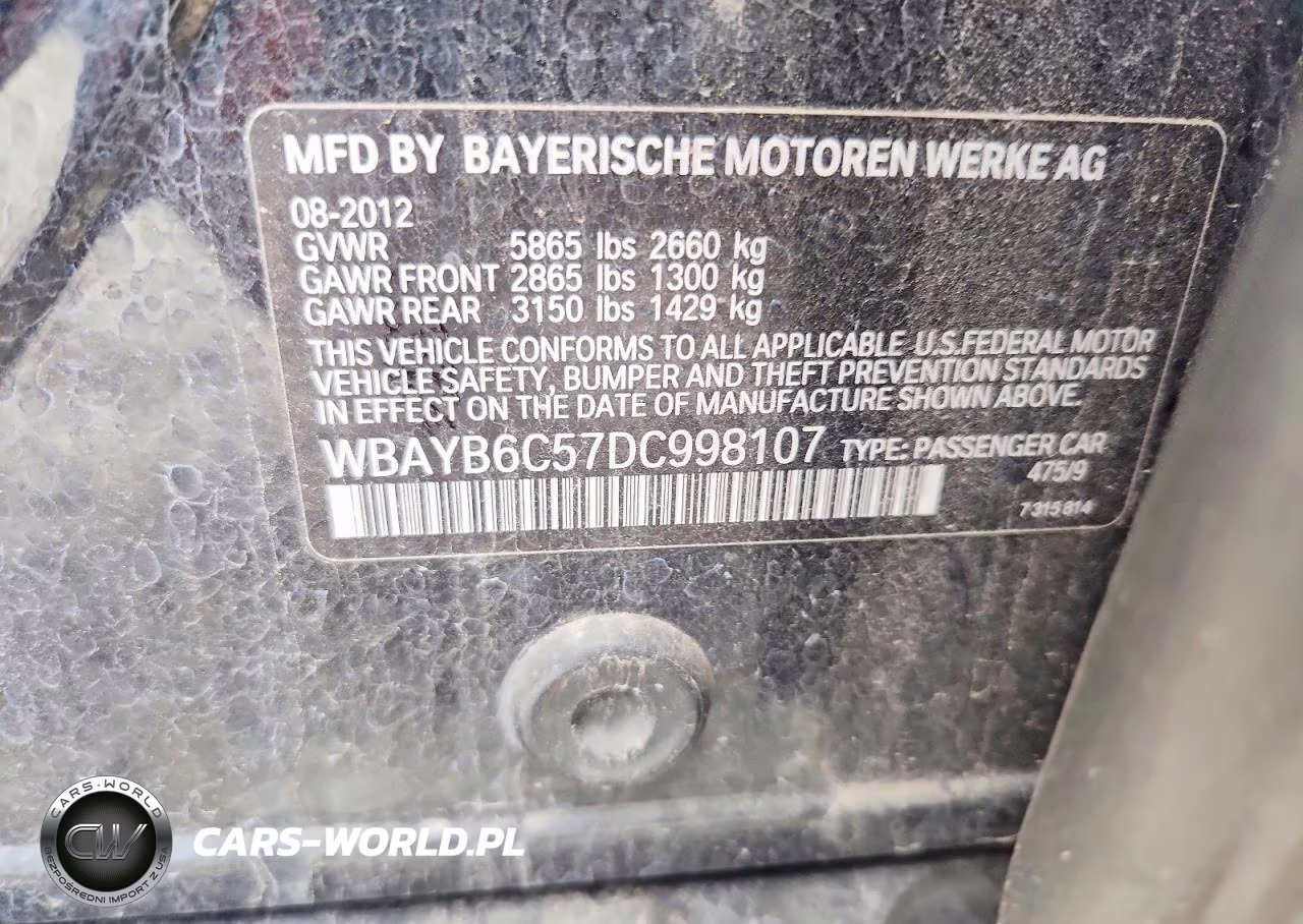 2013 BMW 750 Xi VIN:WBAYB6C57DC998107 - 12