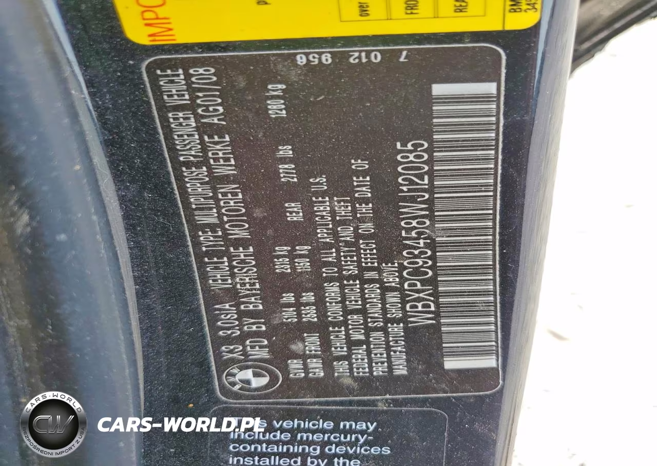 2008 BMW X3 3.0Si VIN:WBXPC93458WJ12085 - 14