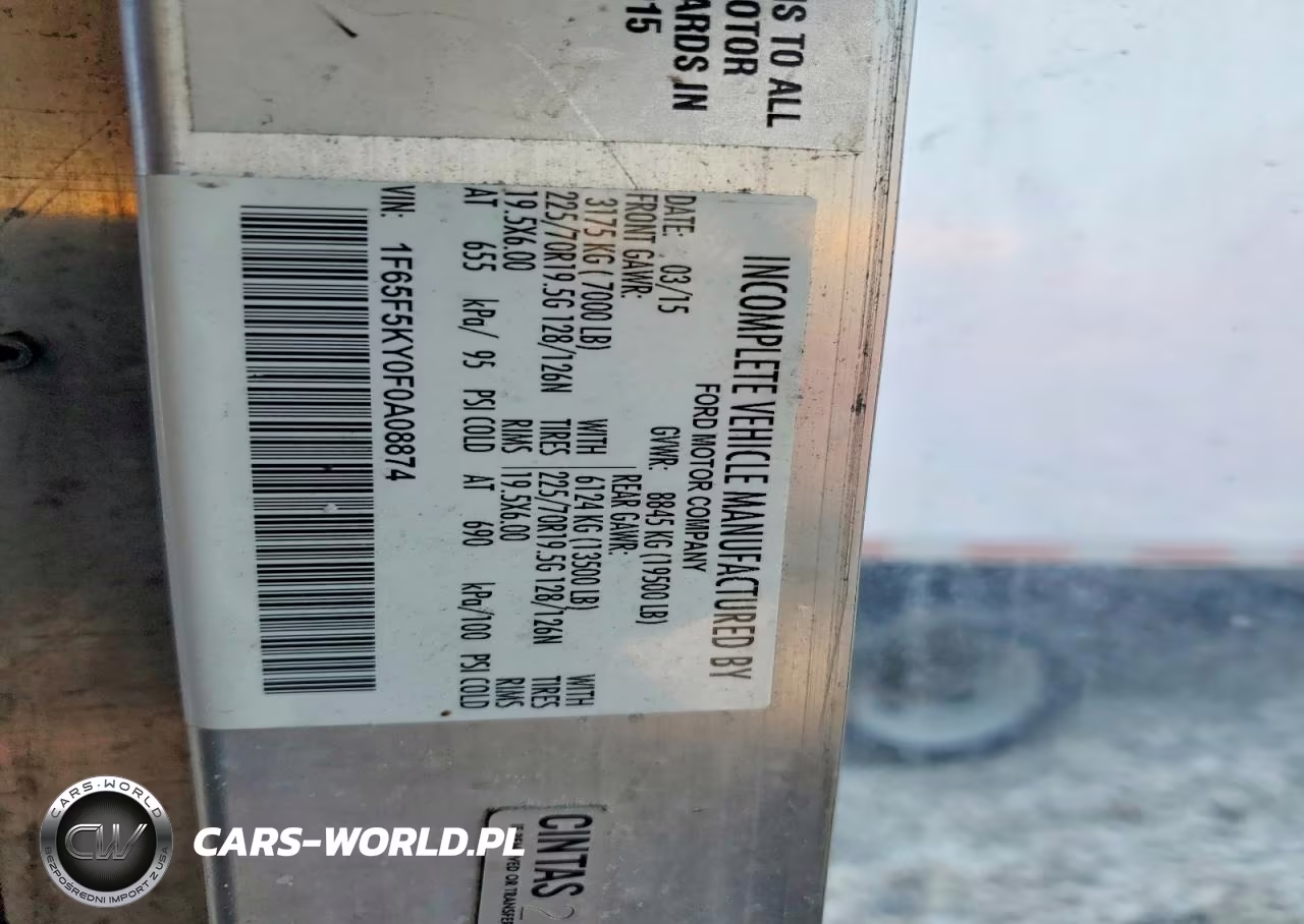 2015 Ford F59 Delivery Truck VIN:1F65F5KY0F0A08874 - 13