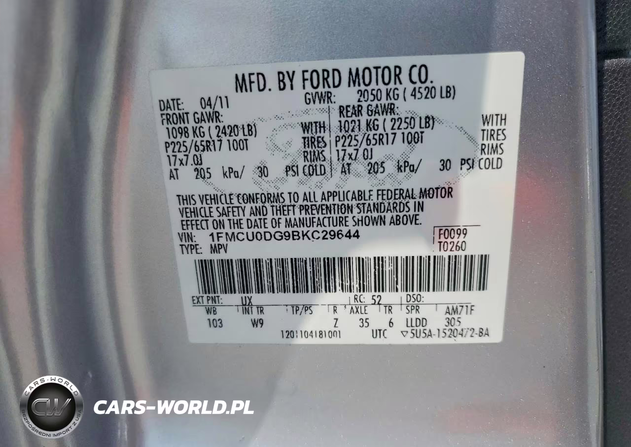 2011 Ford Escape Xlt VIN:1FMCU0DG9BKC29644 - 13