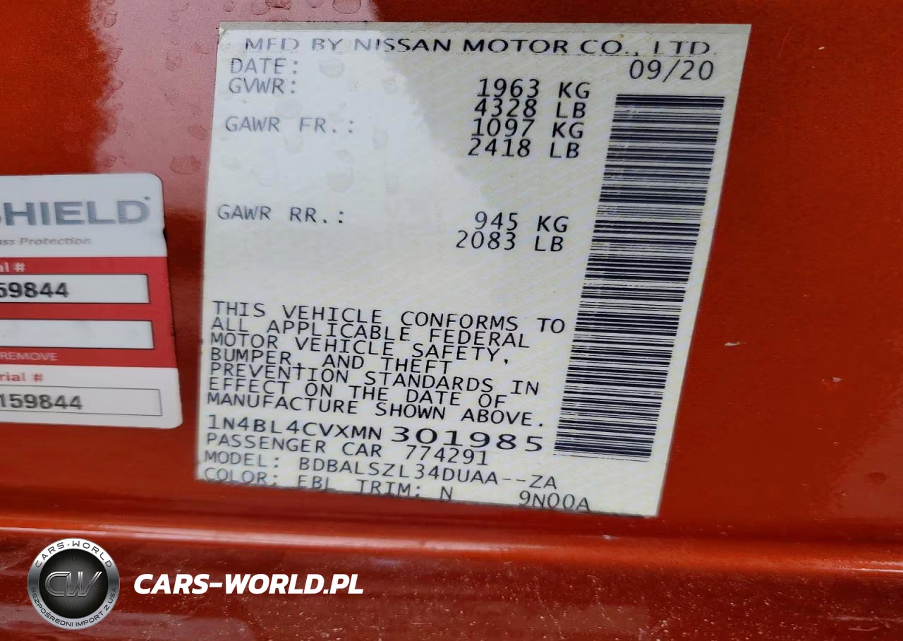 2021 Nissan Altima Sr VIN:1N4BL4CVXMN301985 - 12