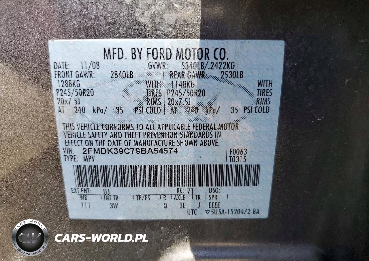 2009 Ford Edge Limited VIN:2FMDK39C79BA54574 - 13