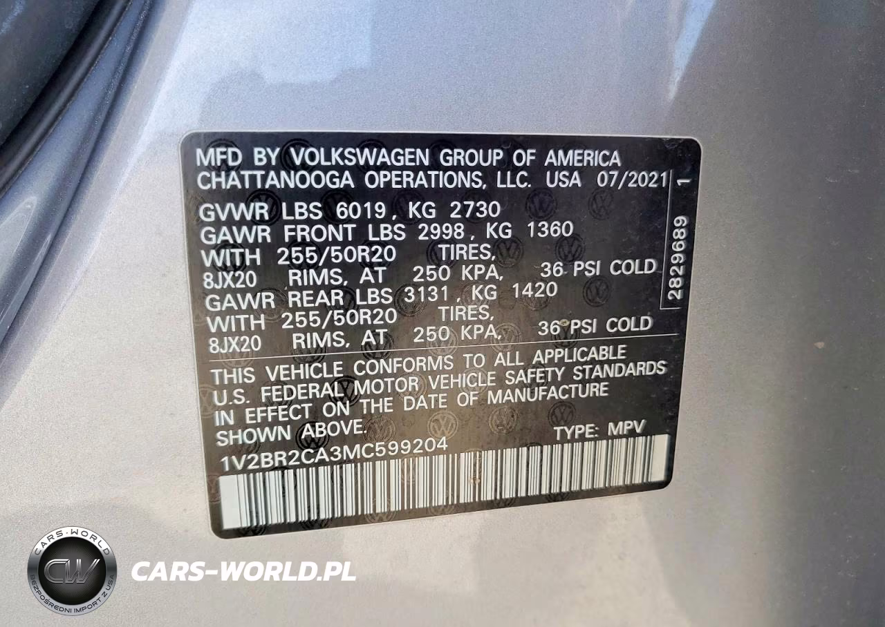 2021 Volkswagen Atlas Sel VIN:1V2BR2CA3MC599204 - 13