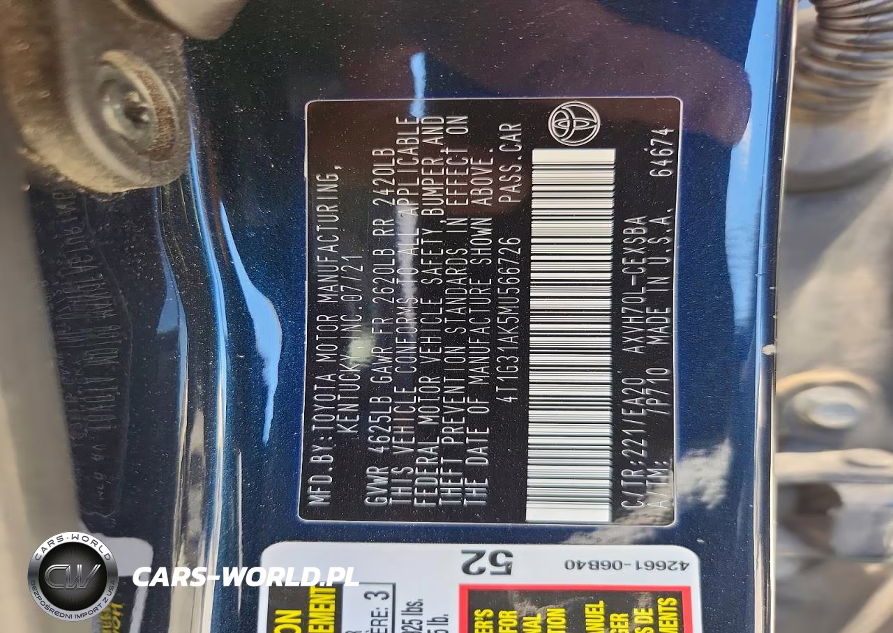 2021 Toyota Camry Se VIN:4T1G31AK5MU566726 - 12